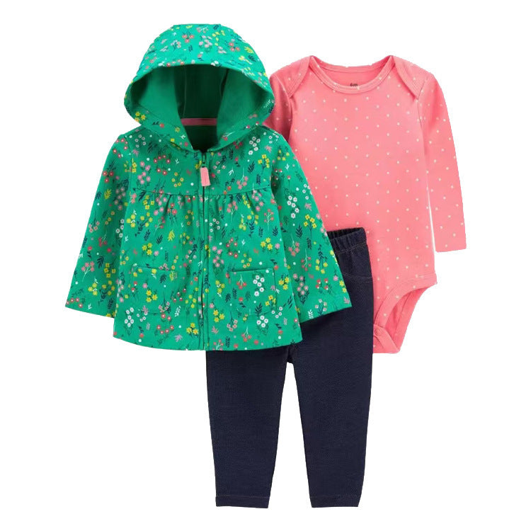 Women's & Men's Clothing Sweater Jacket Hooded Long-sleeved Romper Three-piece Children's Suit
