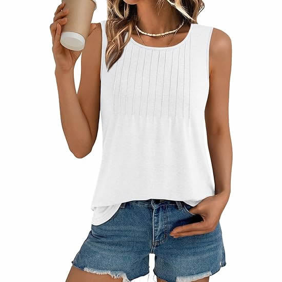 Women's Round Neck Striped Loose Sleeveless Solid Color Women's T-shirt