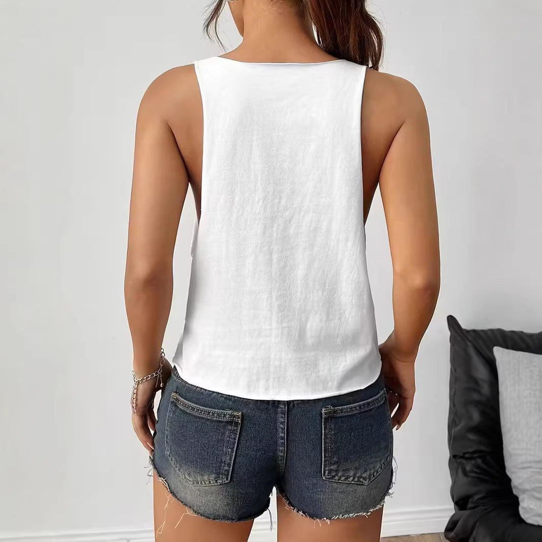 Women's Summer Deep Sling Navel Sleeveless Bottoming Small Vest/suspenders/tube Top