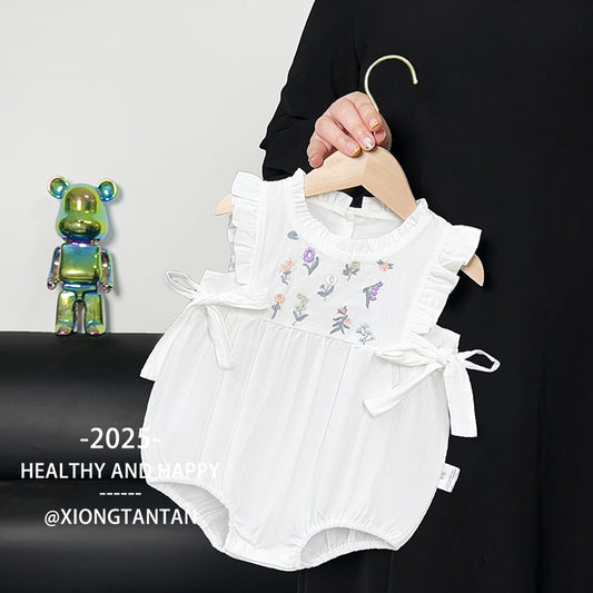 Summer Princess Trendy Thin Clothes First Month Old Days Crawling Jumpsuit, Climbing Suit