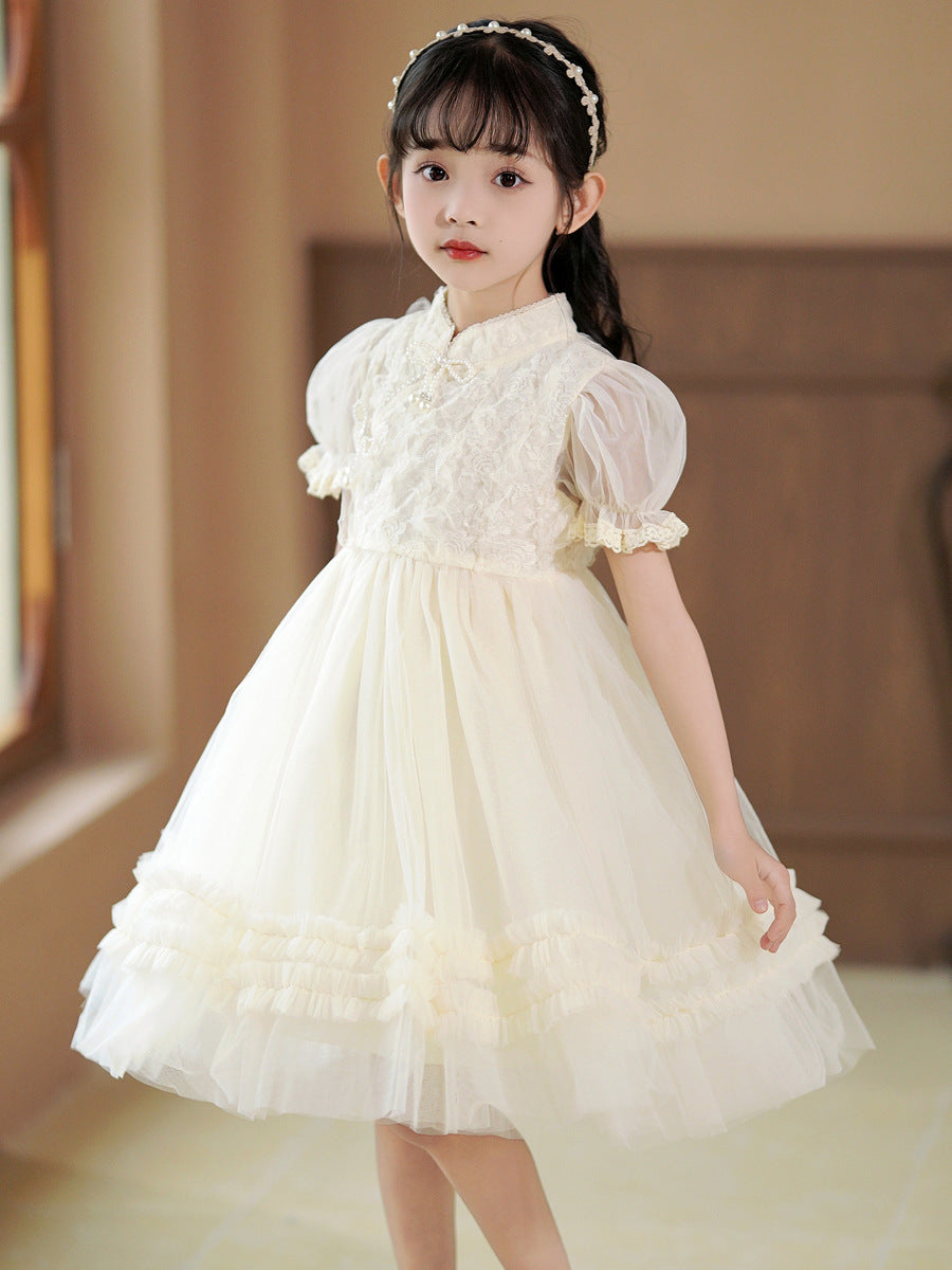 Children's Cheongsam Summer White Chinese Style Princess Children's Dress