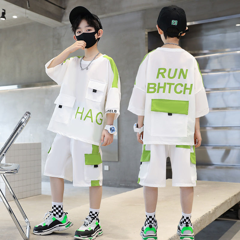 Short Sleeve Thin Medium Big Sports Western Style Children's Suit