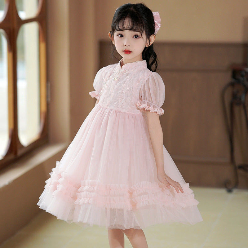 Children's Cheongsam Summer White Chinese Style Princess Children's Dress