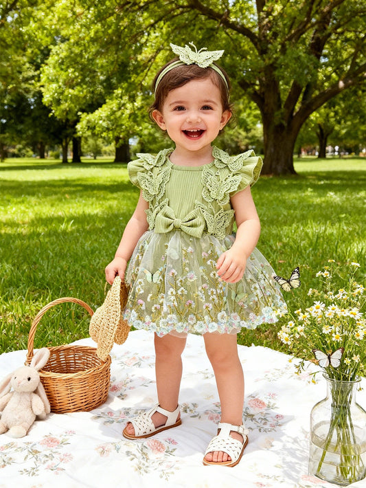 Children's Bow Mesh Summer Princess Fashionable Skirt Children's Dress