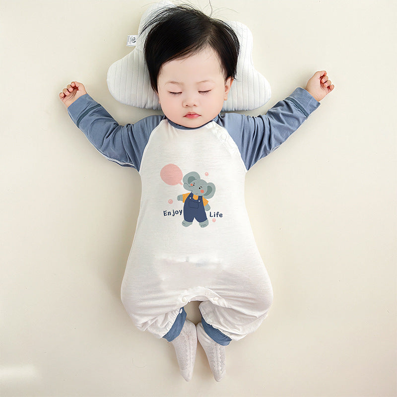 Conditioning Clothes Born Modal Breathable Long Sleeves Pajamas Jumpsuit, Climbing Suit