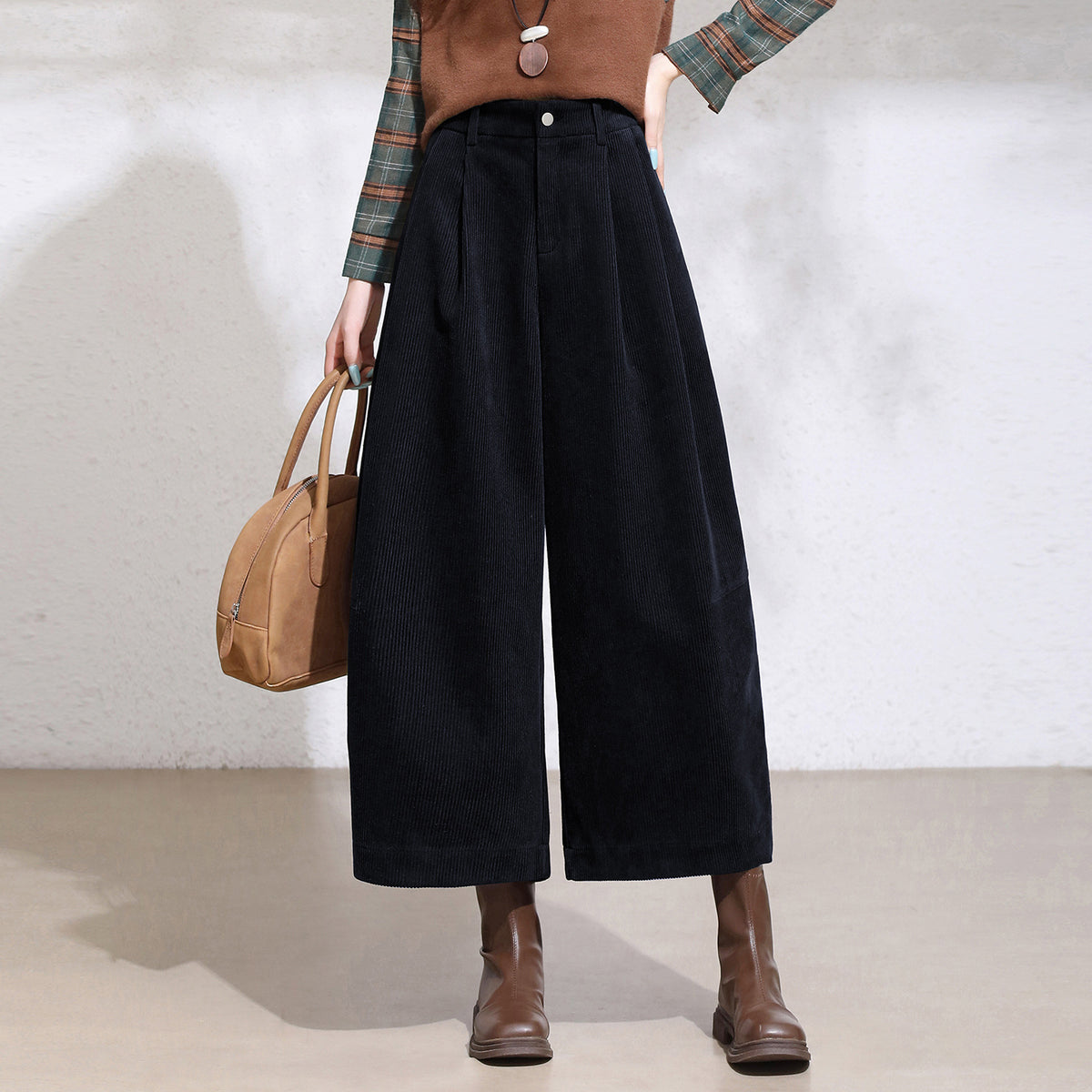 Women's Corduroy Cropped Autumn European Clothes Fashion Casual Pants