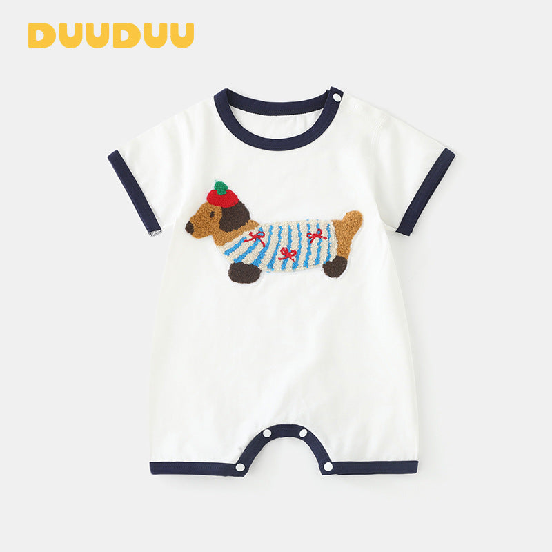 Puppy Summer Hooded Clothes Short Sleeved Kazakhstan Romper Jumpsuit, Climbing Suit