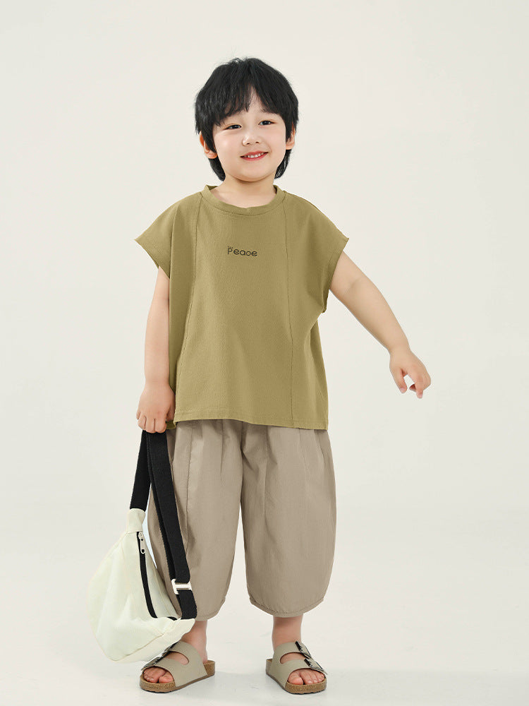 Children's Summer Korean Style Pure Cotton Short Sleeve Thin Sleeveless Children's T-shirt