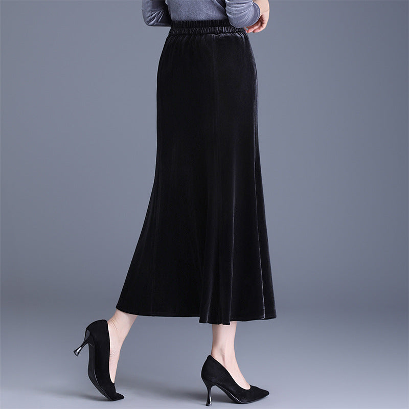 Women's Fashion Gold Veet Fishtail High Waist One-step Skirts