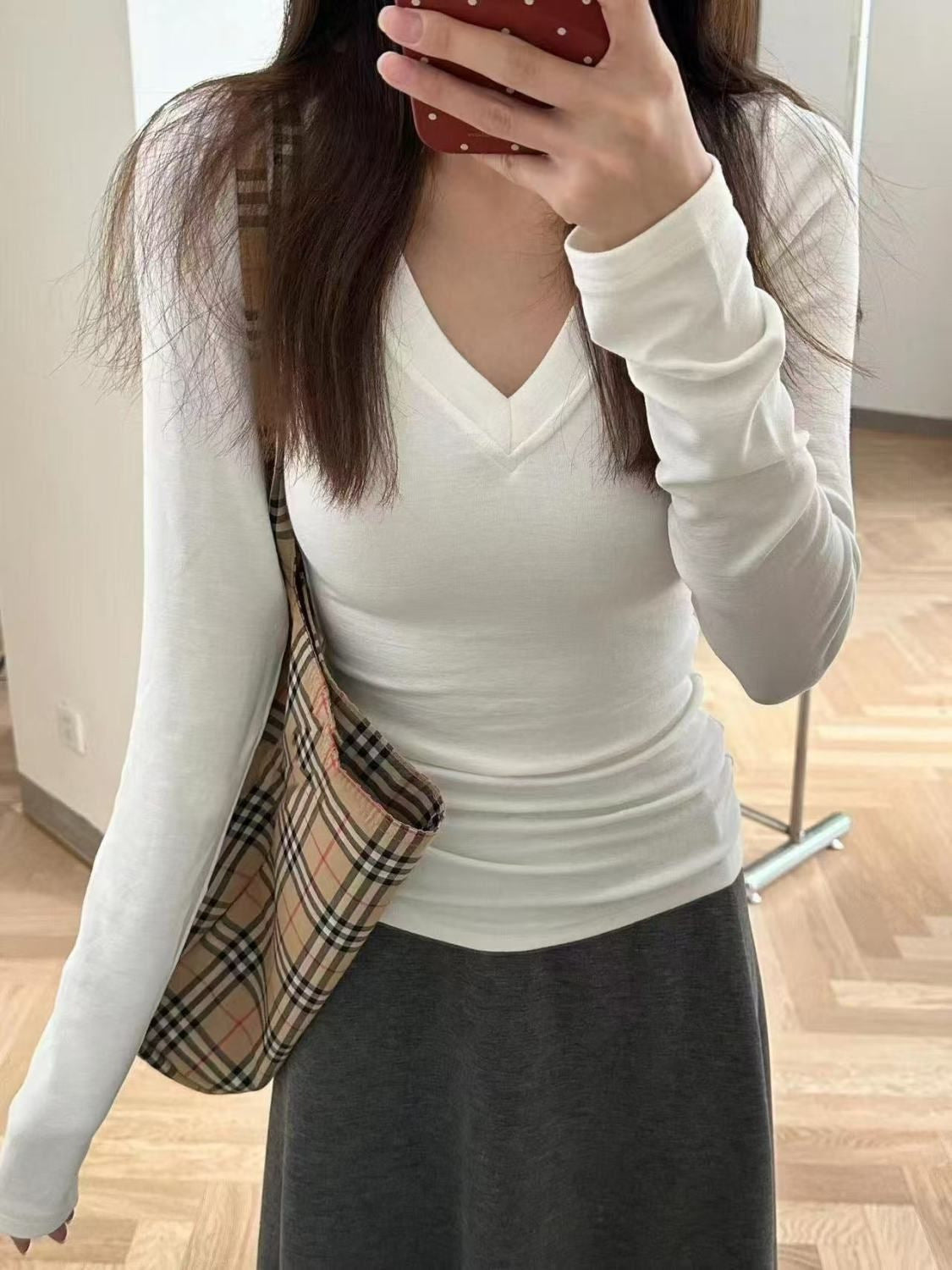 Women's Shoulder Spring Inner Wear Long Sleeve Tops