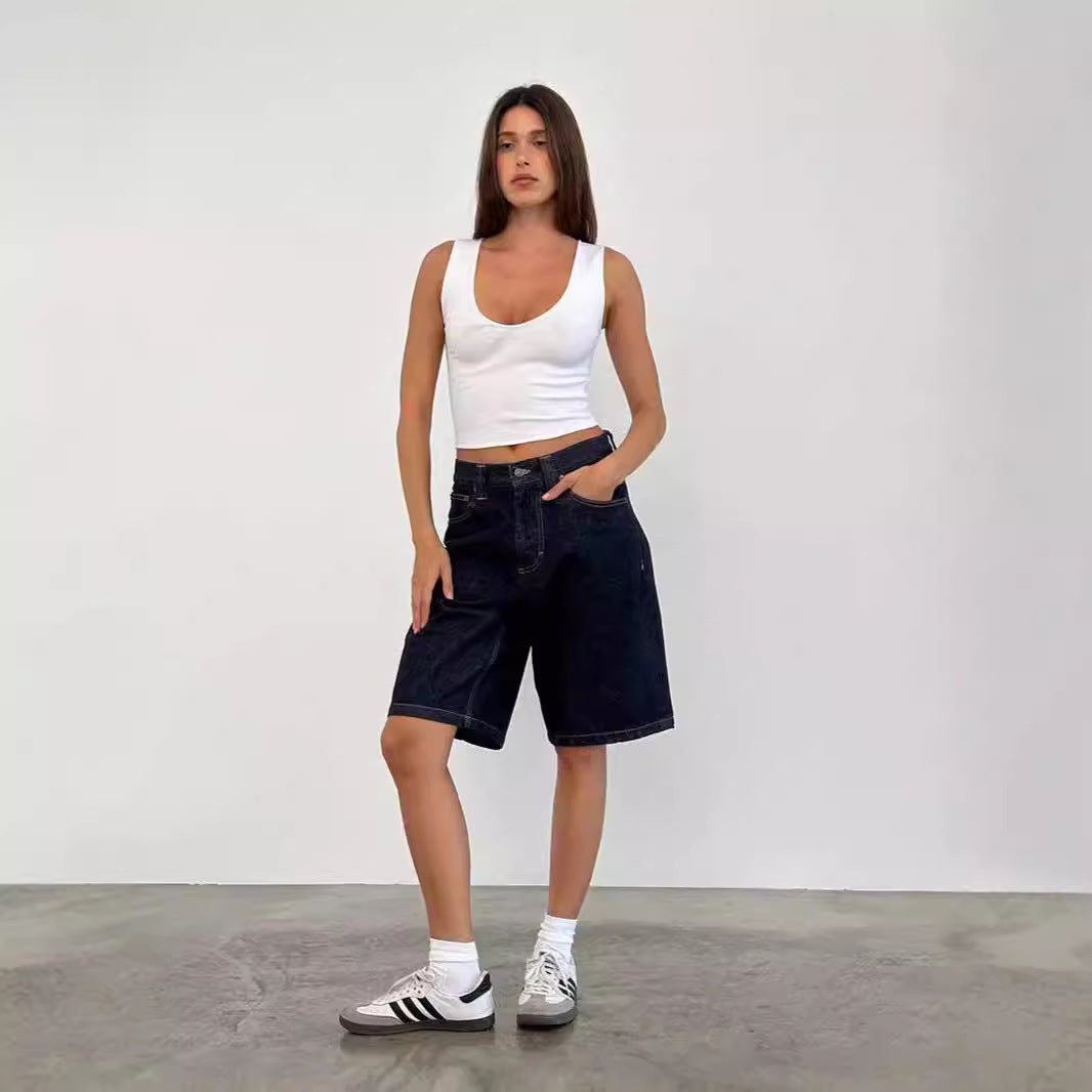 Unique Women's Loose Retro Denim Cropped Women's Jeans