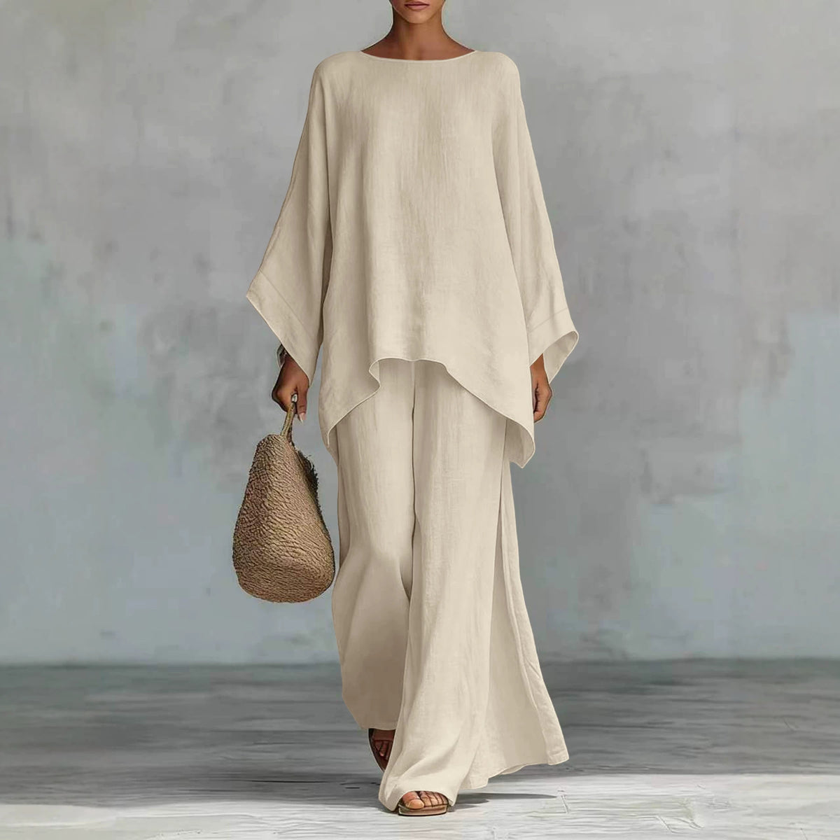 Women's Simple Loose Old Money Style Linen Blended Fashion Casual Suit