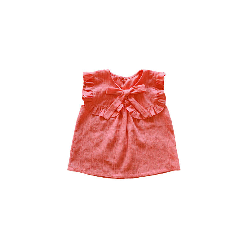 Children's Summer Strawberry Shan Clothing Bow Lapel Children's T-shirt