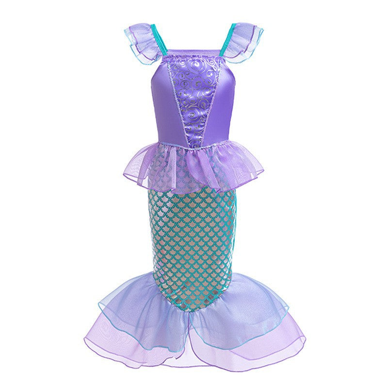 Children's Mermaid Princess Sequined Fishtail Performance With Suspenders Children's Dress