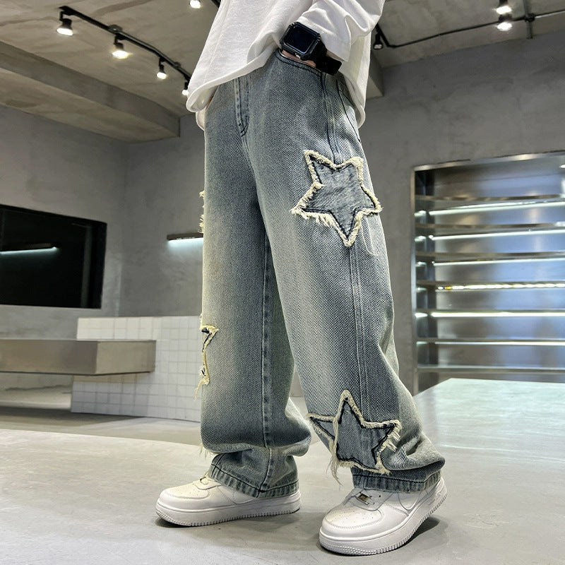 Children's Clothing Jeans Five-pointed Star Boy Trousers Medium Big Children's Pants
