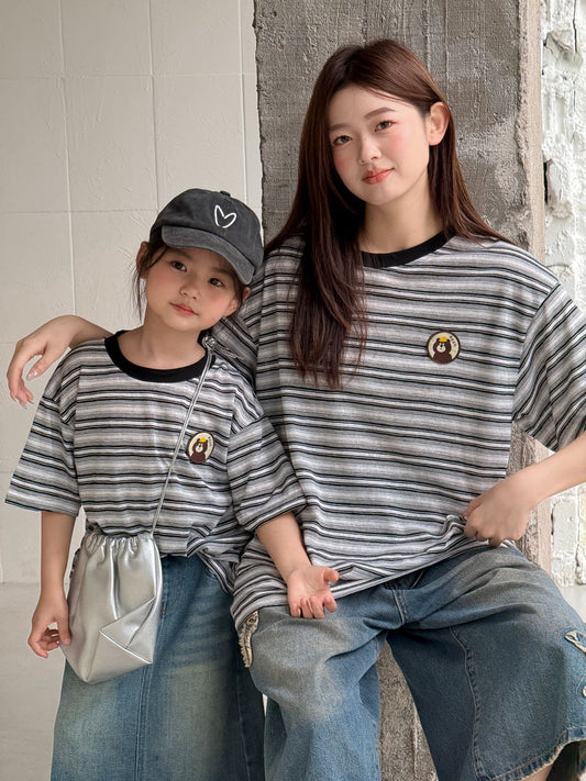 Matching Family Four Round Neck Striped Parent-child Outfit