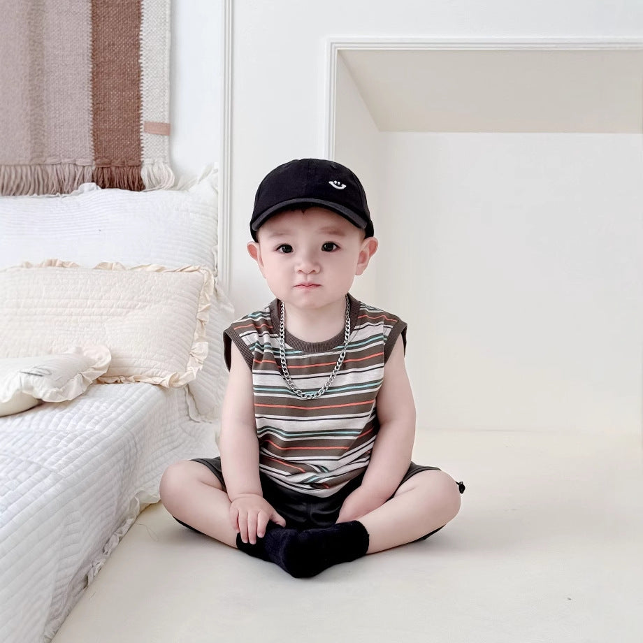 Boy Vintage Stripe Sleeveless Top Female Out Children's T-shirt