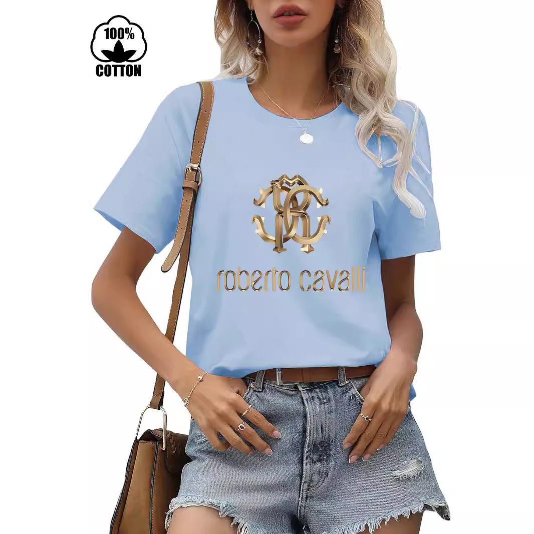 Women's Cotton Short-sleeved Round Neck Print Women's T-shirt