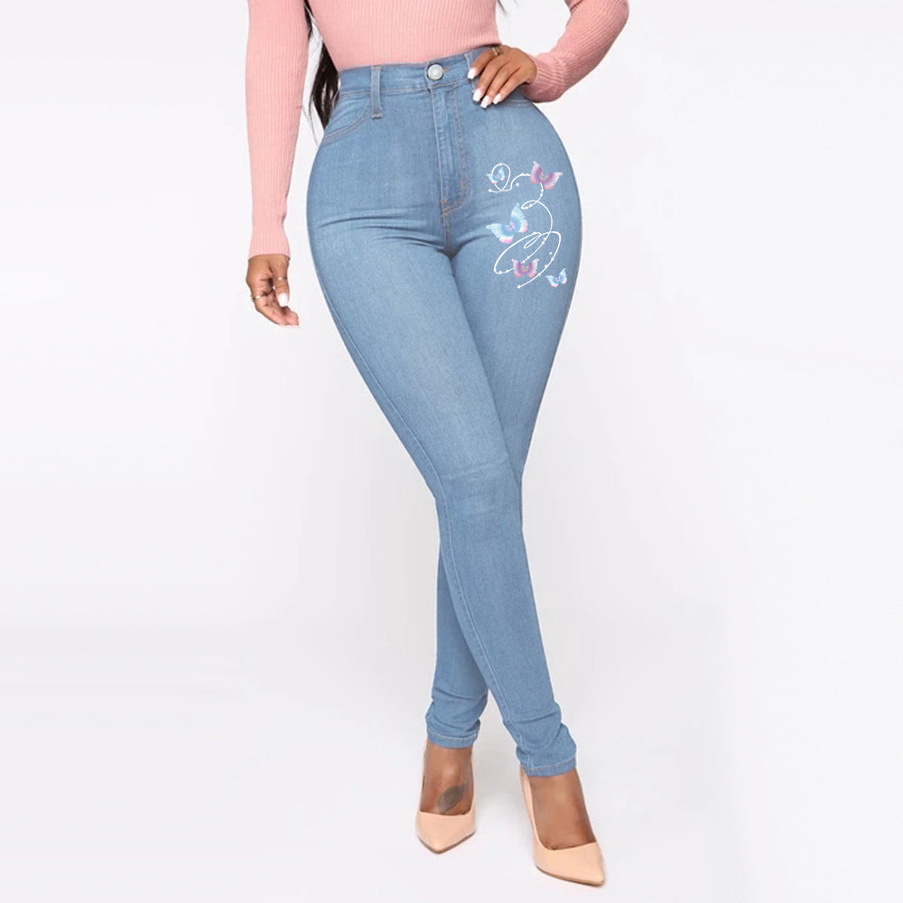 Women's Printed High Waist Sexy Skinny Women's Jeans