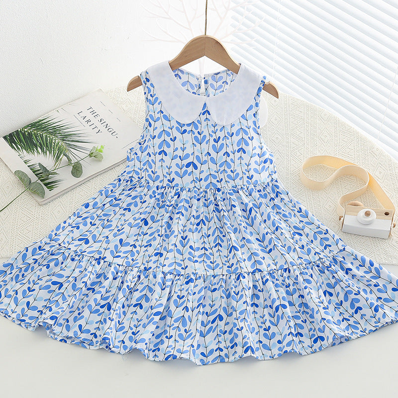 Children's Poplin Summer Artificial Cotton Skirt Medium Children's Dress