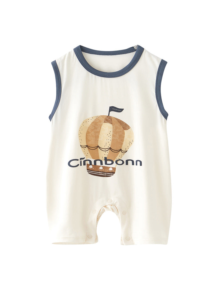Vest Jumpsuit Summer Thin Modal Rompers Crawling Born Clothes Jumpsuit, Climbing Suit