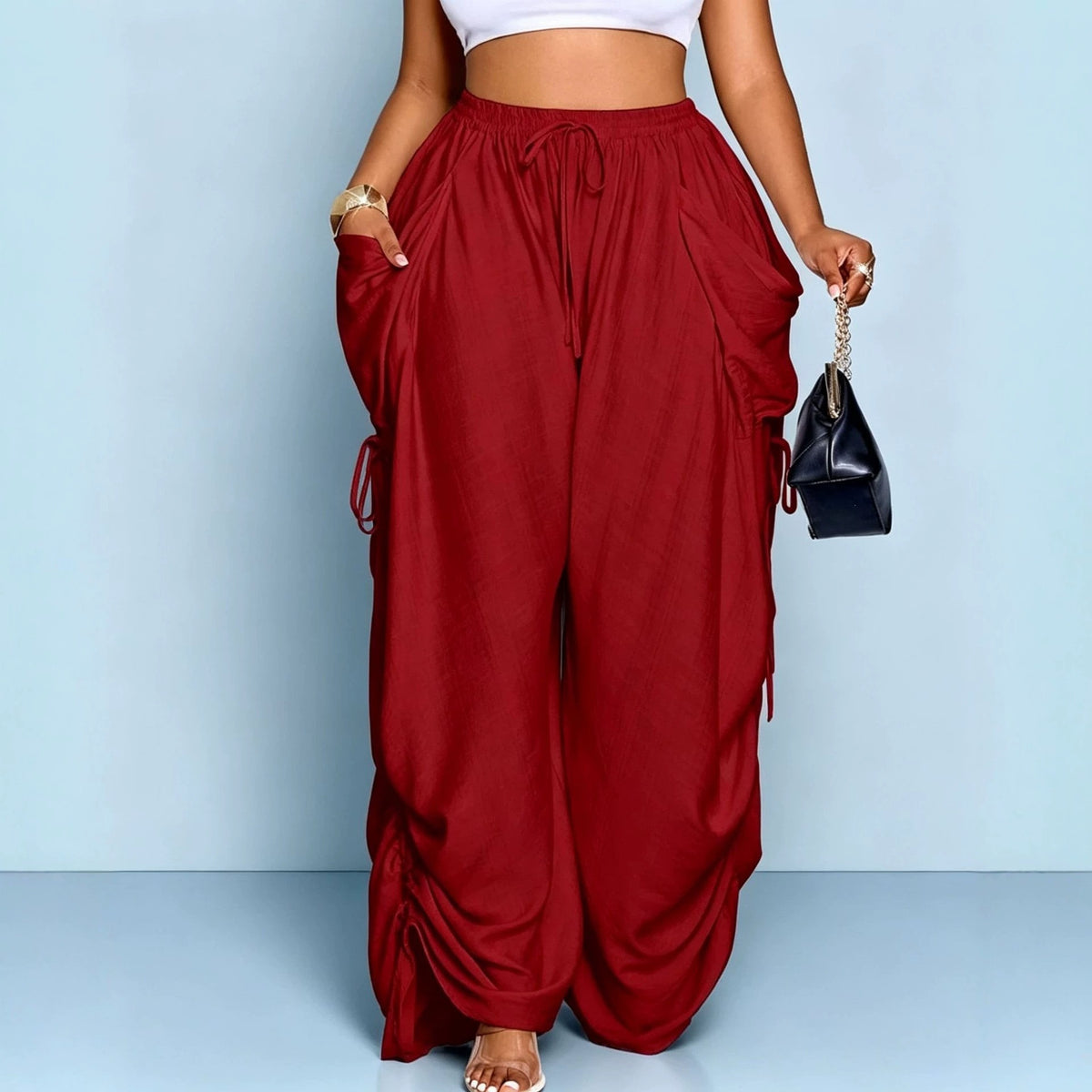 Women's Autumn High Waist Harem Cotton Linen Micro Elastic Casual Pants