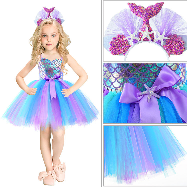 Mermaid Party Halloween Costume Princess Pettiskirt Skirt Children's Dress