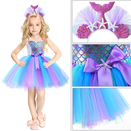 Mermaid Party Halloween Costume Princess Pettiskirt Skirt Children's Dress