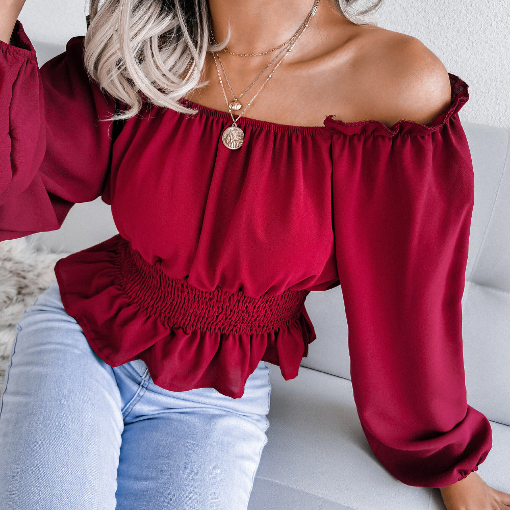 Women's Style Sexy Hem Ruffled Chiffon Tops