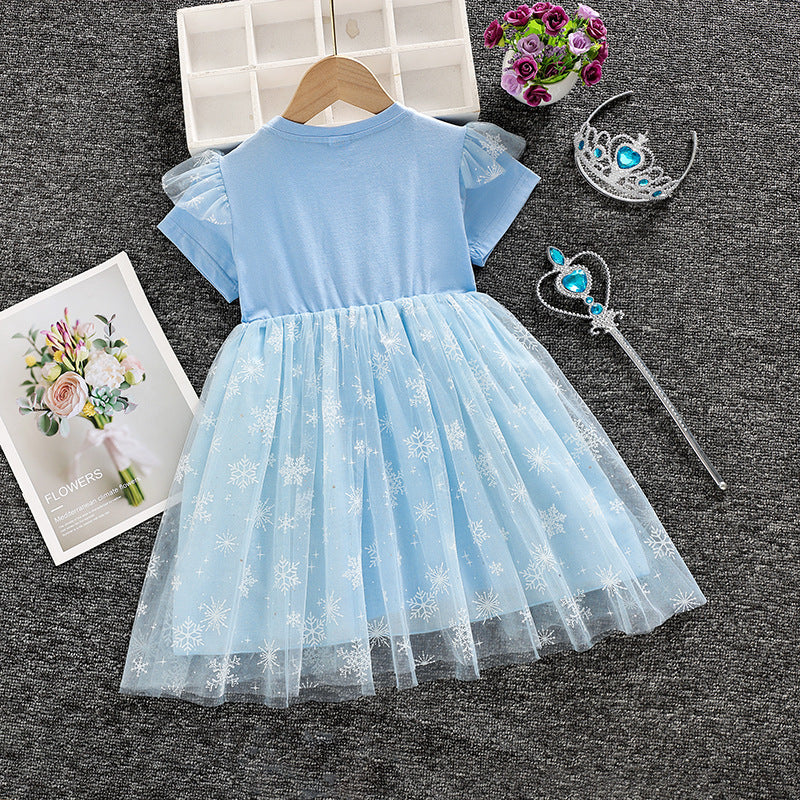 Frozen Princess Elsa Summer Style Western Children's Dress