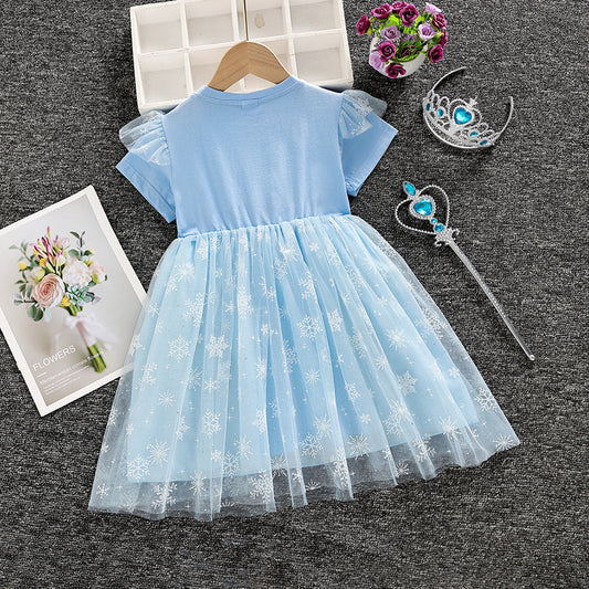 Frozen Princess Elsa Summer Style Western Children's Dress