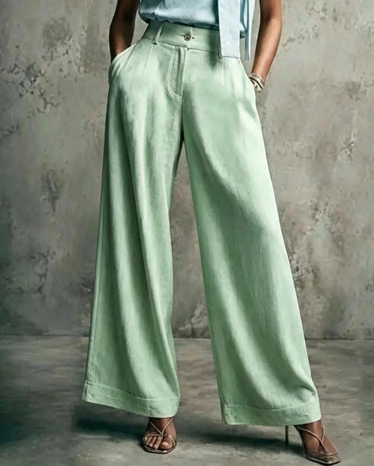 Women's Solid Color Wide Leg High Waist Loose Casual Pants