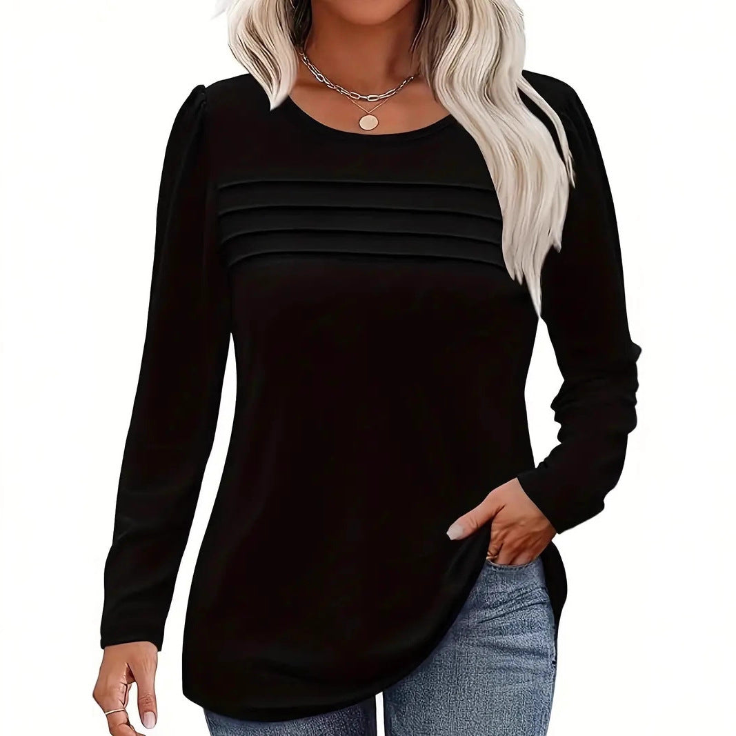 Women's Elegant Fashion Casual Long Sleeve Peplum Large Size T-shirt