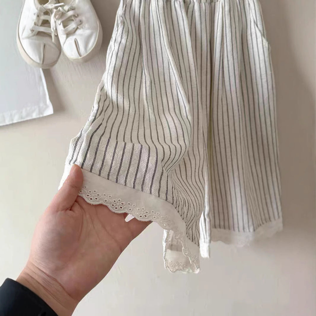 Summer Casual Western Style Cool Popular Sweet Fashionable Lace Children's Pants