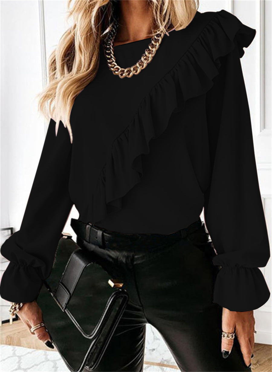 Women's Shirt Temperament Commute Solid Color Long Sleeve Chiffon Blouse