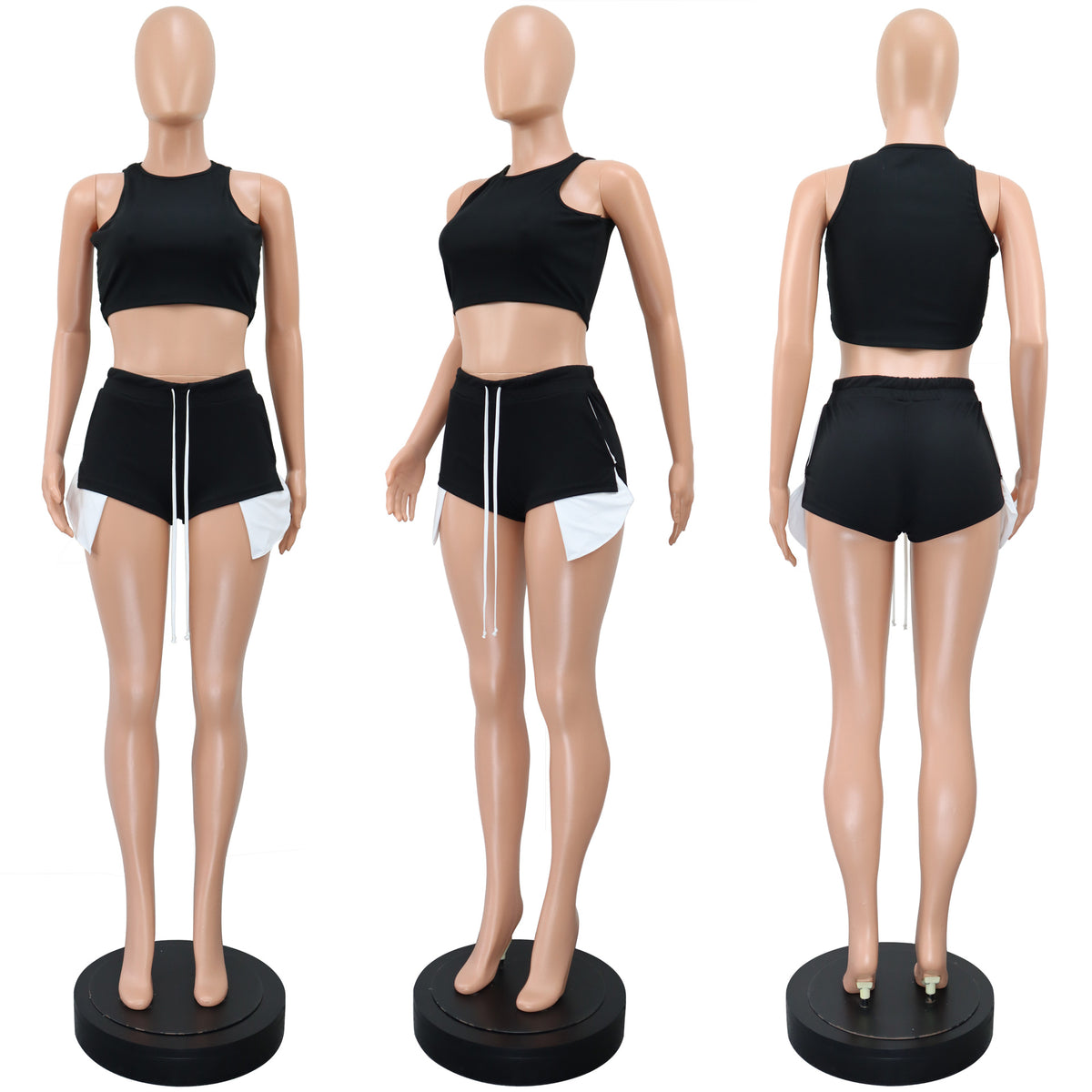 Hot Summer Sleeveless T-shirt Side Slit Suits