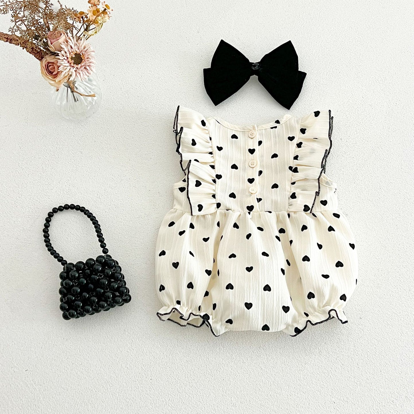 Korean Style Jacquard Dotted Prints Romper Infant Toddler Cute Flounced Jumpsuit, Climbing Suit