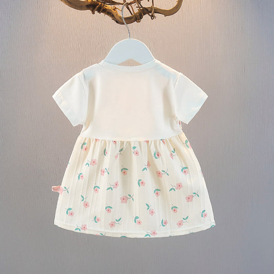 Children's Summer Cotton Floral Princess Year-old Short Children's Dress