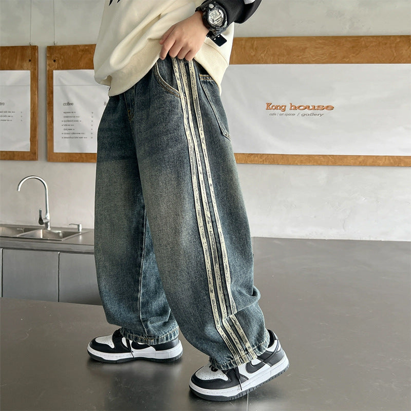 Children's Jeans Casual Straight Middle Big Autumn Clothing Children's Pants