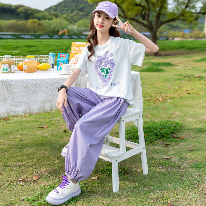 Children's Middle Large Summer Clothes Trendy Short Children's Suit