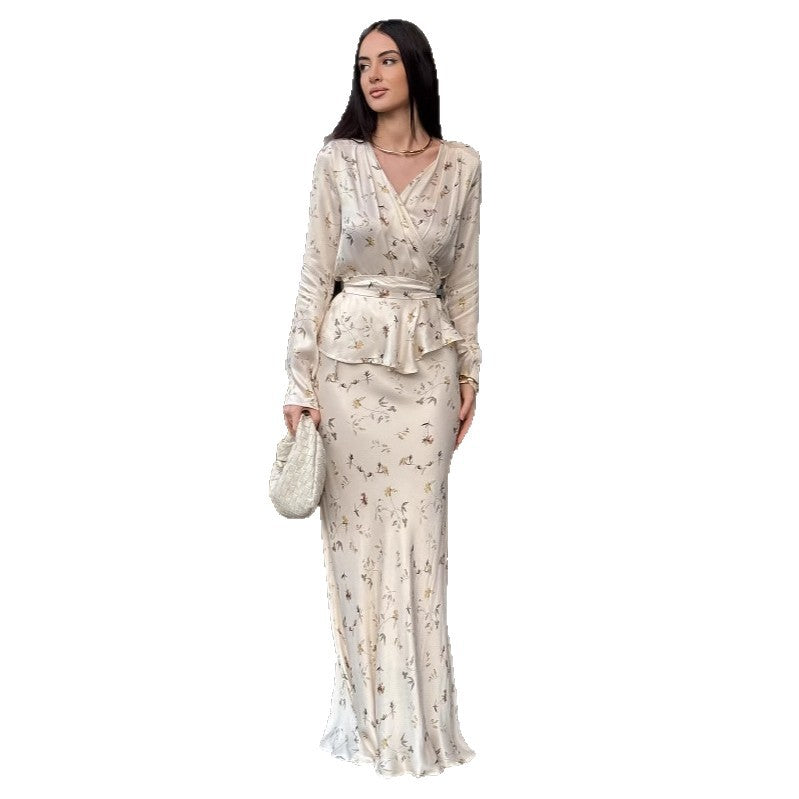 Summer Sexy Soft Long-sleeved Elegant Dress Fashion Casual Suit