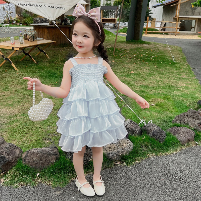 Children's Skirts Summer Western Style Clothing Cake Braces Skirt Children's Dress