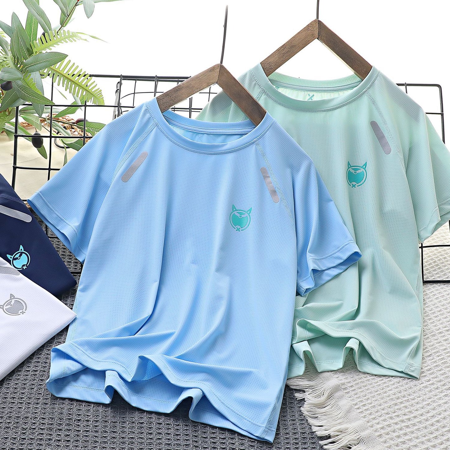 Sports Summer Top Nylon P Mesh Medium Big Four Needles Children's T-shirt