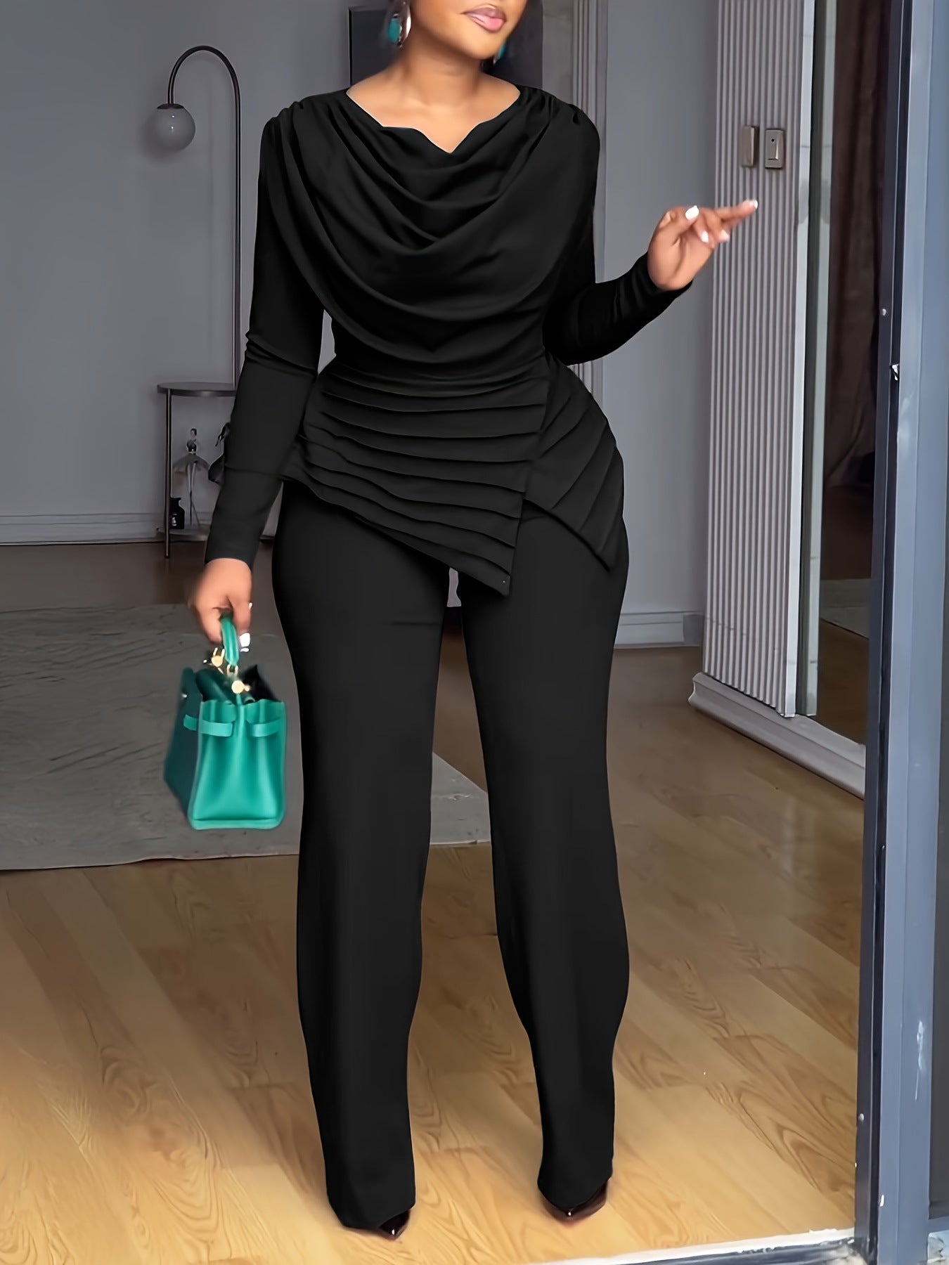 Charming Innovative Autumn Waist Bell-bottom Set Fashion Casual Suit