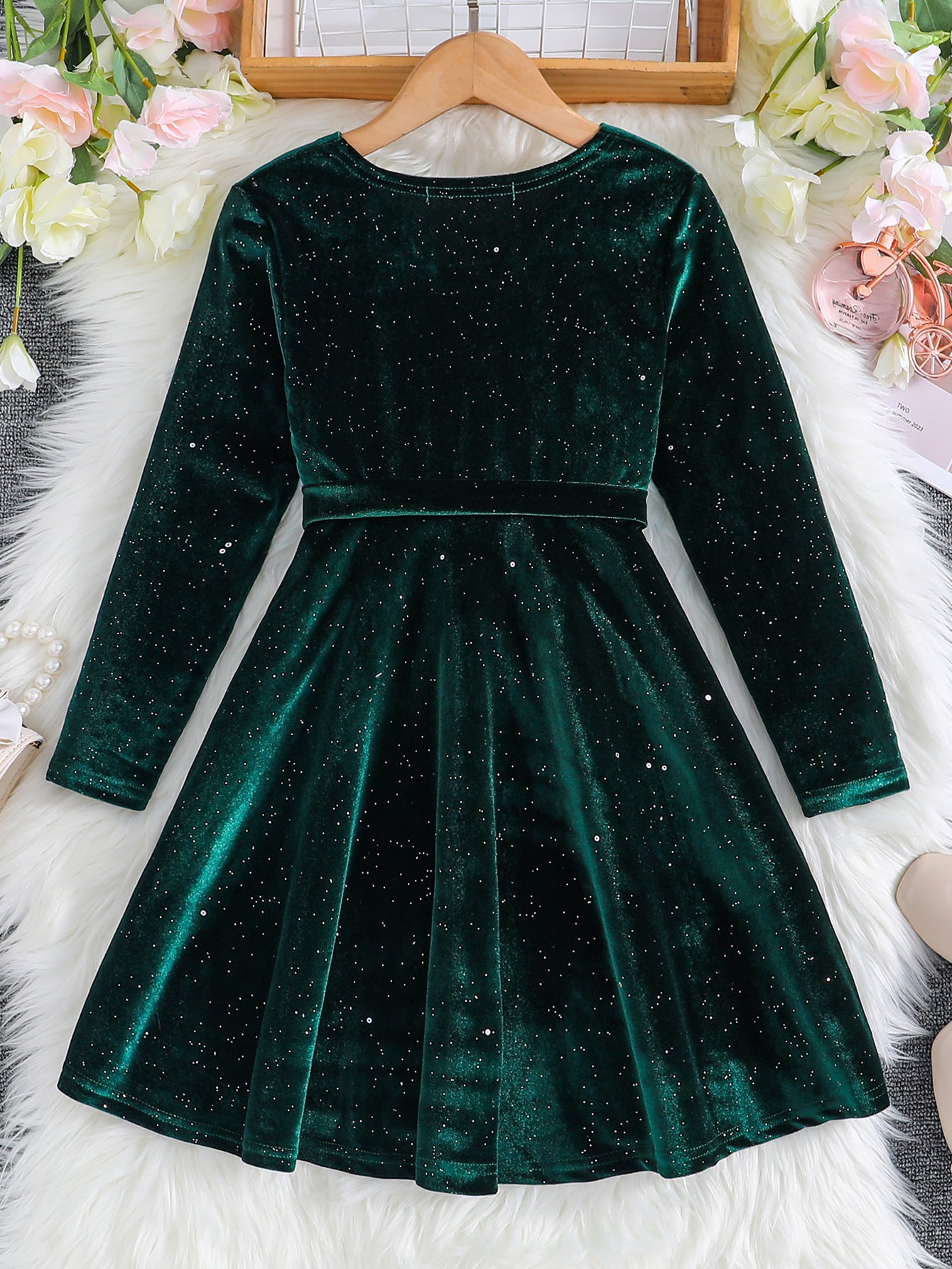 Pure Color Sequins Birthday Banquet With Children's Dress