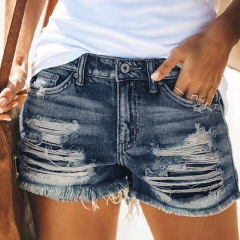 Women's Summer High Waist Tassel Ripped Denim Women's Jeans