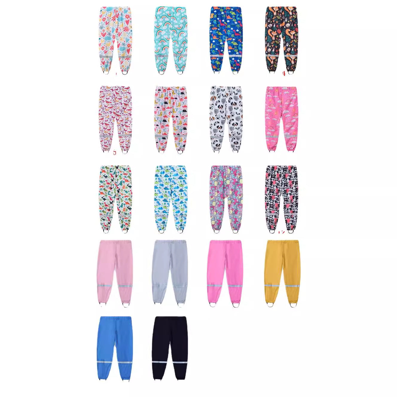 Casual Rain Elastic Beef Tendon Waist Printed Children's Pants
