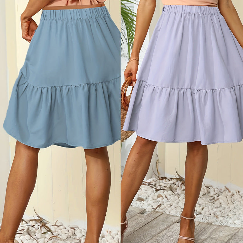 Casual Fashion Summer Soft Pleated Ruffled Skirt