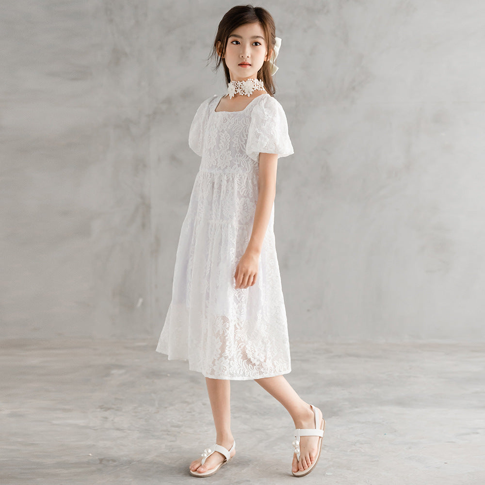 Children's Princess Summer Korean Lace Pearl Children's Dress