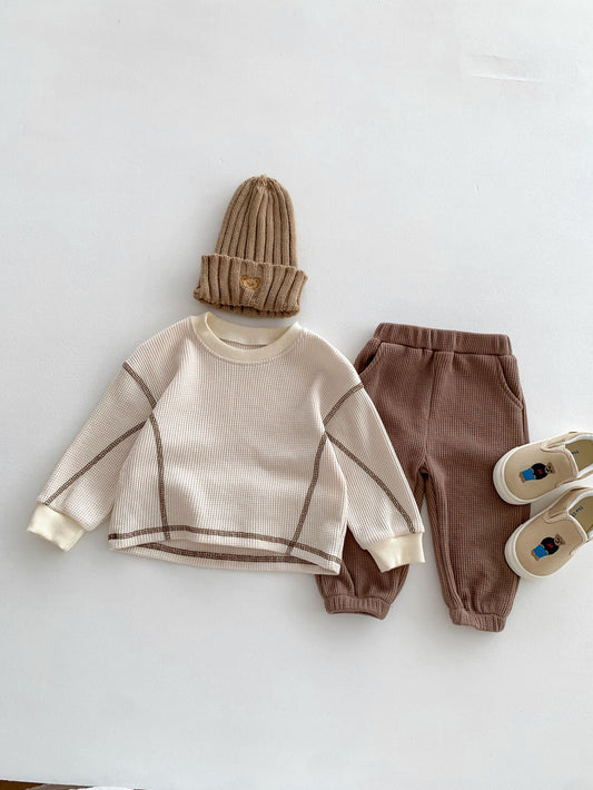 Children's Trendy Clothing Autumn Boys Casual Loose Waffle Children's Suit